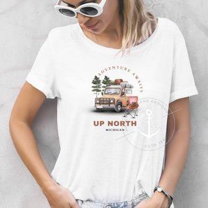 Adventure Awaits Up North Customize To Your State T-Shirt Sizes XS-XL